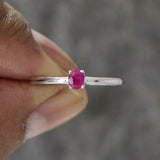 0.3ct Engagement Ring Oval Cut Pink Ruby Solitaire Minimalist 14k WhiteGold Over
