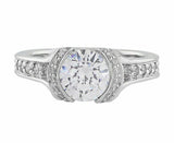 2.5Ct Round Cut Diamond Accented Bezel Set Engagement Ring 14K White Gold Finish