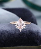 1ct Pear Cut Simulated Peach Morganite Crown Engagement Ring 14k RoseGold Plated