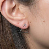 0.5ct Round Cut VVS1D Diamond Tringle Design Drop Earrings 14k White Gold Finish