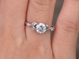 1.5ct Round Cut Diamond Engagement Ring Leaf Marquise Accent 14k White Gold Over