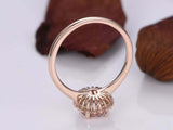 1.5ct Oval Cut Peach Morganite Engagement Ring Diamond Floral 14k Rose Gold Over