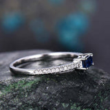 2.2ct Engagement Ring Asscher Cut Blue Aquamarine Bridal Set 14k White Gold Over