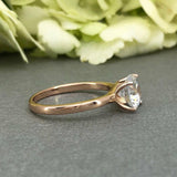 4 Prong Solitaire Engagement Ring 0.7ct Round Cut Diamond 14k Rose Gold Finish