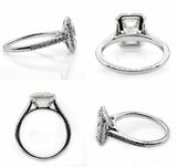 3ct Emerald Cut Diamond Halo Solitaire Engagement Ring 18K White Gold Finish