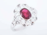 2ct Oval Cut Pink Ruby Engagement Ring Milgrain Art Deco 14k White Gold Finish