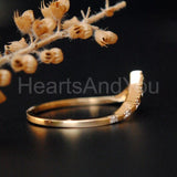 0.04ct Round Cut Moissanite Wishbone Stackable Dainty Band 14K YellowGold Plated