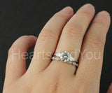 2.1ct Round Cut Moissanite Trilogy Ring Half Eternity Band 14k White Gold Plated