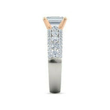 5Ct Emerald Cut Diamond Elegant Iced Accent Engagement Ring 14K Dual Gold Finish