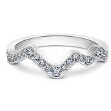 0.5ct Round Cut Moissanite Wave Women Wedding Band 14k White Gold Plated