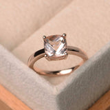 1.2ct Engagement Ring Cushion Cut Peach Morganite Solitaire 14k Rose Gold Finish