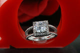 Twisted Split Shank Engagement Ring 1ct Cushion Cut Diamond 14k White Gold Over