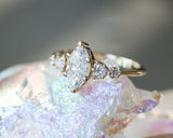 Five Stone Engagement Ring 1.7ct Marquise Cut VVS1 Diamond 14k White Gold Finish