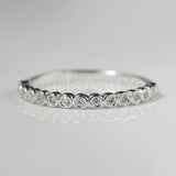 0.1ct Round Cut Moissanite Dainty Bezel Set Wedding Band 14k White Gold Plated