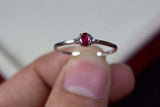 0.2ct Engagement Ring Oval Cut Pink Ruby Dainty Minimalist 14k White Gold Finish