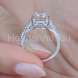 2.1ct Round Cut Moissanite Accented Halo Engagement Ring 14k Dual Gold Plated