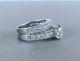 Bridal Set Promise Engagement Ring 2ct Round Cut Diamond 14k White Gold Finish