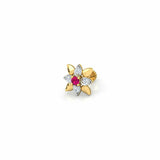 0.4ct Round Cut Pink Ruby Floral Nose Pin Ring Piercing 14k Yellow Gold Finish