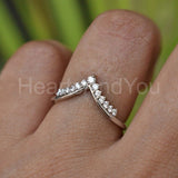 0.15ct Round Cut Moissanite Chevron Tiara Wedding Band 14K Yellow Gold Plated