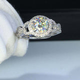 2.4ct Round Cut Diamond Engagement Ring Halo Open Link Shank 14k White Gold Over