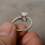 1ct Emerald Cut Diamond Engagement Ring 14k White Gold Finish Accents Solitaire