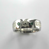 0.2ct Round Cut Green Emerald Wedding Band Celtic Design 14k White Gold Finish