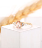1ct Pear Cut Simulated Morganite Accented Engagement Ring 14k Yellow Gold Plated