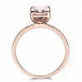 2.3ct Cushion Cut Peach Morganite Solitaire with Accent Ring 14k RoseGold Finish