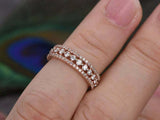 2.2ct Round Cut Diamond Wedding Band 3 Rows 3/4th Eternity 14k Rose Gold Finish