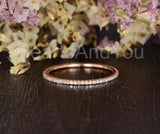 0.2ct Round Cut Moissanite Eternity Minimalist Wedding Band 14k Rose Gold Plated
