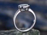 0.75Ct Oval Cut Blue Aquamarine Solitaire Engagement Ring 14K White Gold Finish