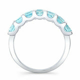 3ct Emerald Cut Morganite Aquamarine Half Eternity Wedding Ring 14k Gold Finish