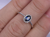 2ct Oval Cut Blue Sapphire Diamond Floral Solitaire Ring 14k White Gold Finish
