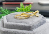 2.1ct Round Cut Moissanite Half Eternity Band Bridal Set 14k Yellow Gold Plated