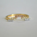 0.3ct Round Cut Moissanite Geometric Bar Engagement Ring 14K Yellow Gold Plated