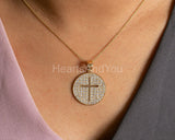 1ct Round Cut Moissanite Cross Pave Pendant with Chain 14K Yellow Gold Plated