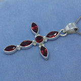 1ct Marquise Cut Red Garnet Holy Cross Pendant 14k White Gold Finish NO CHAIN