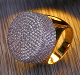 6ct Round Brilliant Cut Diamond Iced Gatsby Cocktail Ring 14k Yellow Gold Finish