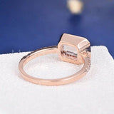 1.5ct Emerald Cut Simulated Peach Morganite Bezel Set Ring 14k Rose Gold Plated