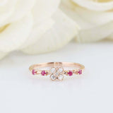 0.7ct Round Cut Diamond Engagement Ring Flower Minimalist 14k Rose Gold Finish