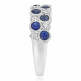 2ct Round Cut Blue Sapphire Cocktail Eternity Wedding Band 14k White Gold Finish