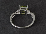 2ct Engagement Ring Princess Cut Peridot Twisted Infinity 14k White Gold Finish