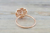 2.5ct Round Cut Peach Morganite Engagement Ring Double Halo 14k Rose Gold Finish