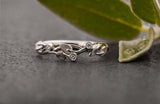 Floral Leaf Vine Engagement Ring 0.15ct Round Cut Diamond 14k White Gold Finish