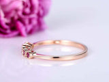 0.5ct Round Cut Pink Ruby Engagement Ring Five Stone Promise 14k RoseGold Finish