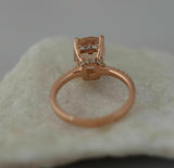 2.5ct Elongated Cushion Cut Peach Morganite Engagement Ring 14k Rose Gold Finish