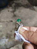 1ct Engagement Ring Princess Cut Green Emerald Step Shank 14k White Gold Finish