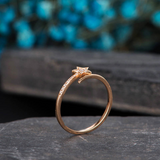 0.5ct Round Cut Diamond Engagement Ring 14k Rose Gold Finish Star Shape Bypass