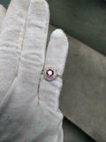 1.7ct Engagement Ring Round Cut Pink Ruby Dual Halo 14k White Gold Finish