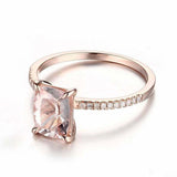 2.3ct Cushion Cut Peach Morganite Solitaire with Accent Ring 14k RoseGold Finish
